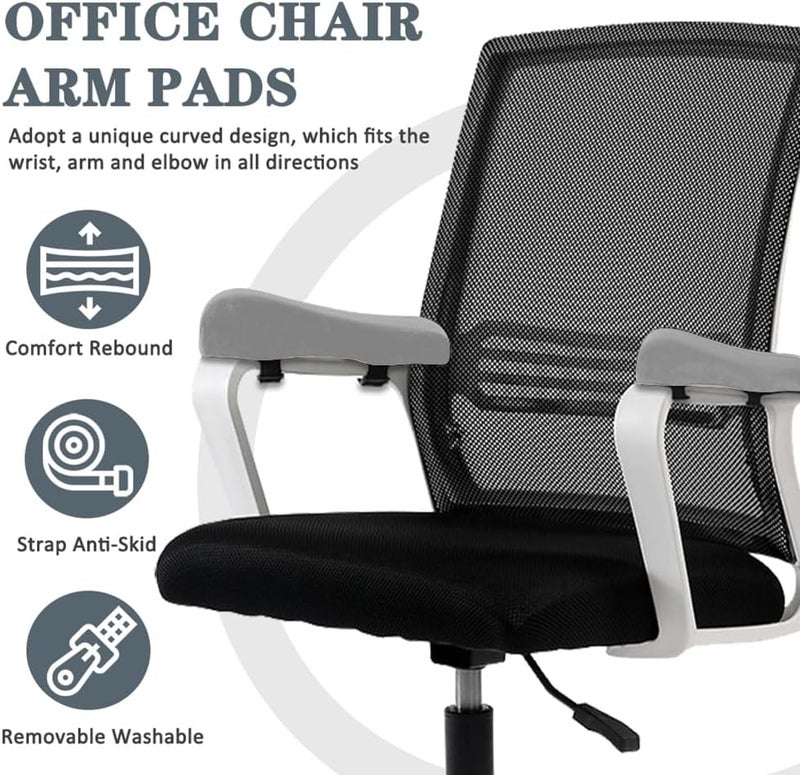 Shapeazy 2 Pack Office Chair Armrest Pads Covers,Arm Rest Pad with Memory Foam Elbow Pillow for Forearm Pressure Relief, Arm Rest Covers for Office Chairs, Wheelchair, Comfy Gaming Chair (Grey) - Image 2